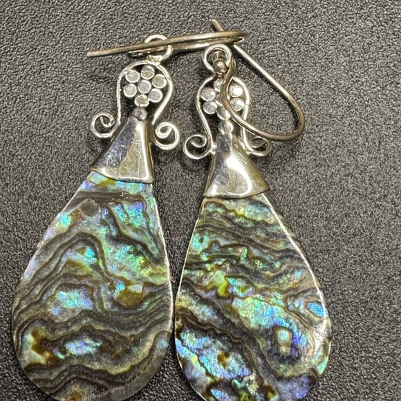 Absolutely beautiful Abalone Shell Earrings set in 925 Sterling Silver - Picture 3 of 4